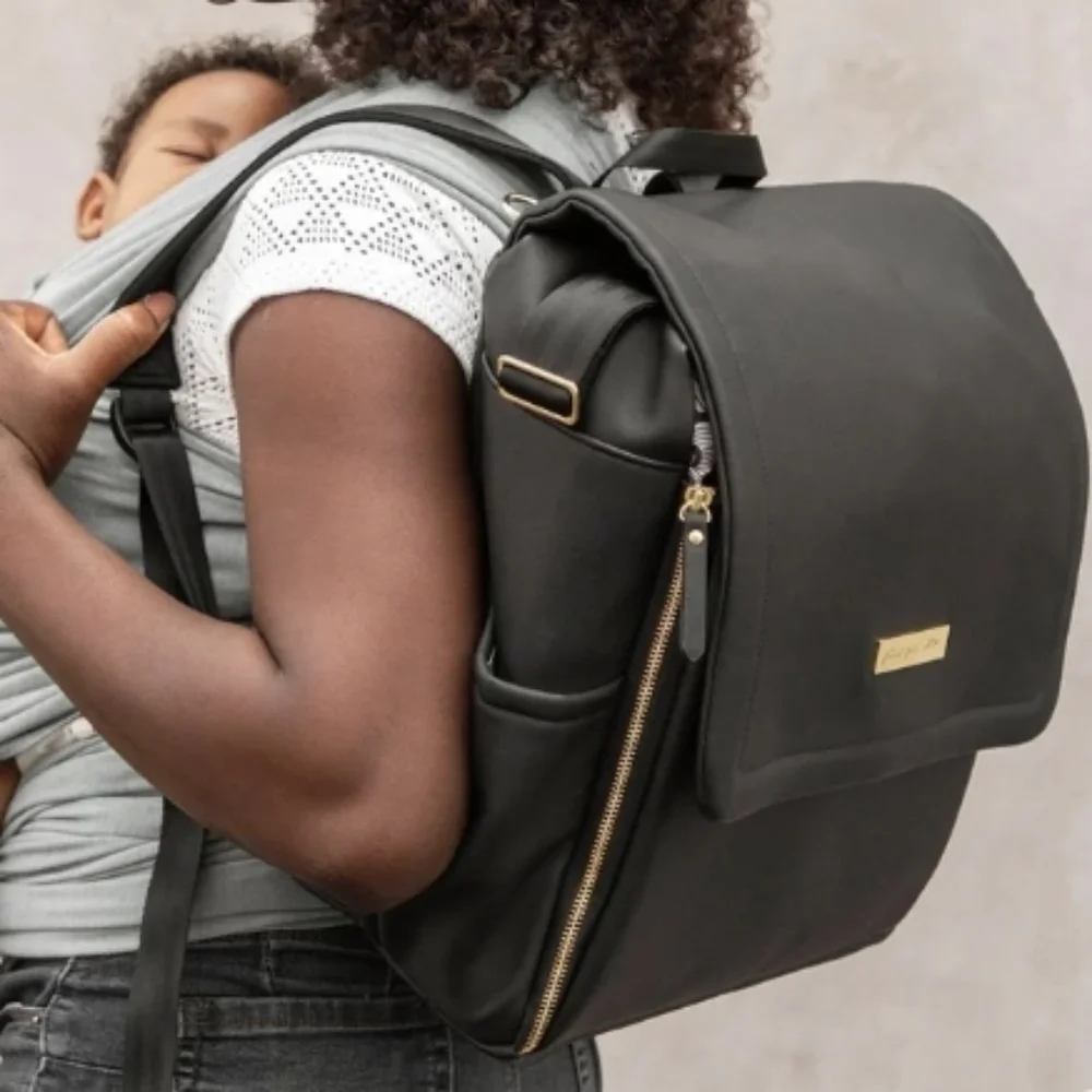 Petunia Pickle Bottom Boxy Backpack In Black‎ Matte Leatherette